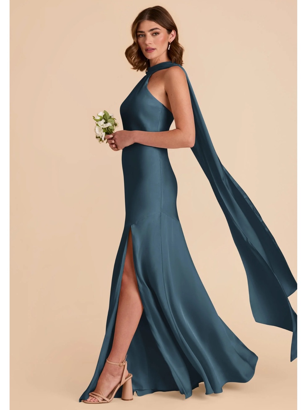 Birdy Grey Dark Teal Matte Satin Eileen Dress